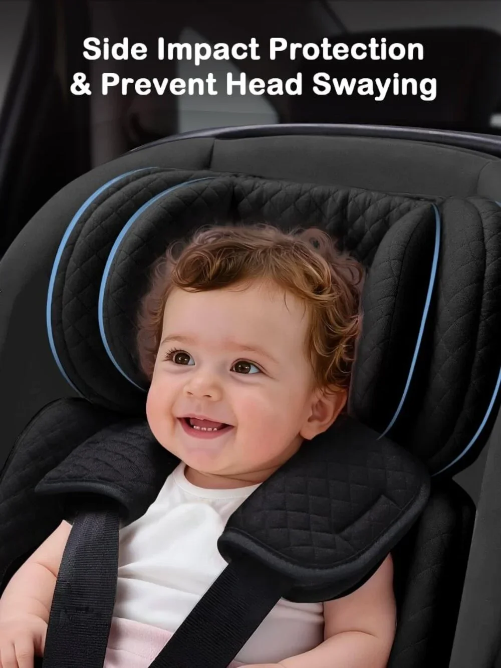 Infant Car Seat Insert Adjustable Head Support for Newborn Toddler - Black